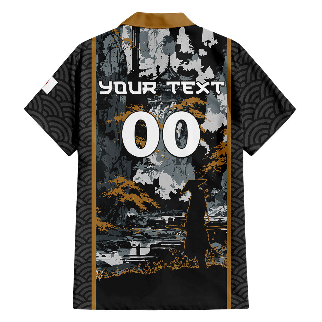 Custom Baseball Japan Samurai Hawaiian Shirt Black Grunge Vintage