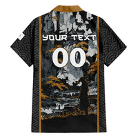 Custom Baseball Japan Samurai Hawaiian Shirt Black Grunge Vintage