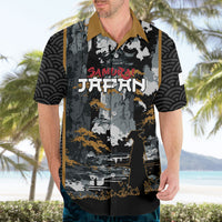 Custom Baseball Japan Samurai Hawaiian Shirt Black Grunge Vintage