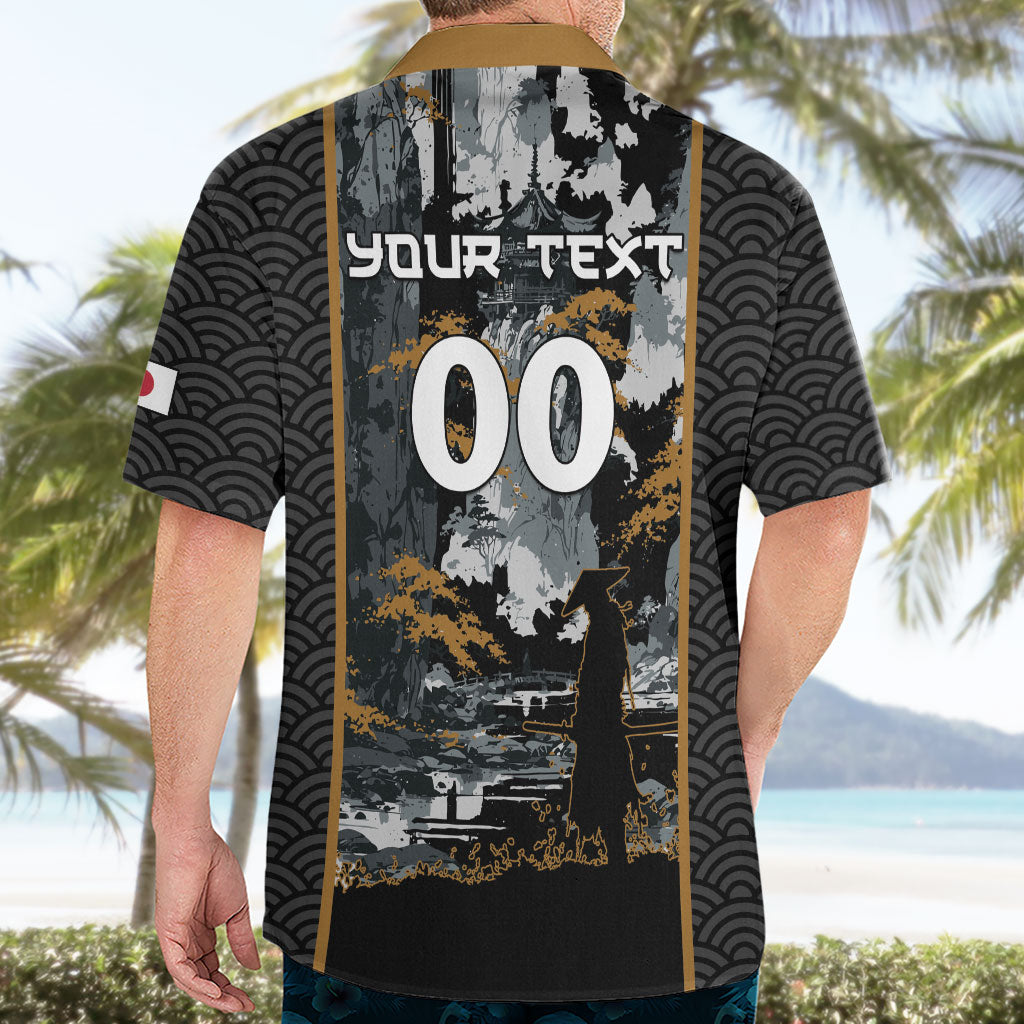 Custom Baseball Japan Samurai Hawaiian Shirt Black Grunge Vintage