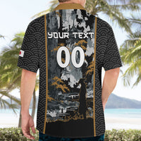 Custom Baseball Japan Samurai Hawaiian Shirt Black Grunge Vintage