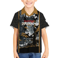 Custom Baseball Japan Samurai Hawaiian Shirt Black Grunge Vintage