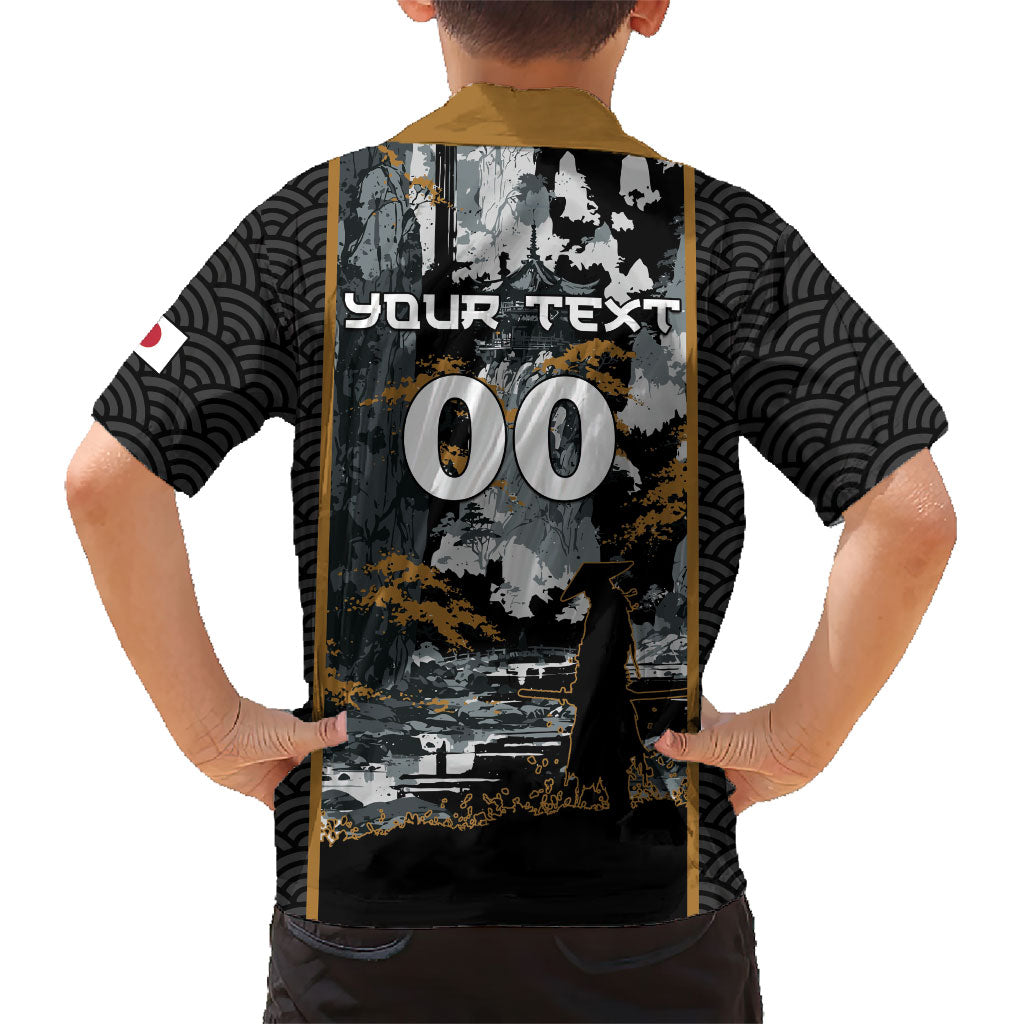 Custom Baseball Japan Samurai Hawaiian Shirt Black Grunge Vintage