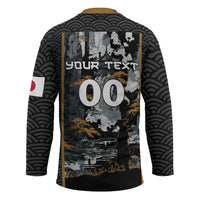 Custom Baseball Japan Samurai Hockey Jersey Black Grunge Vintage