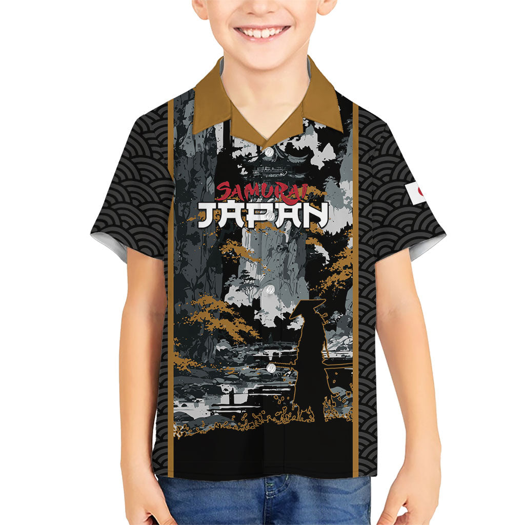 Custom Baseball Japan Samurai Kid Hawaiian Shirt Black Grunge Vintage