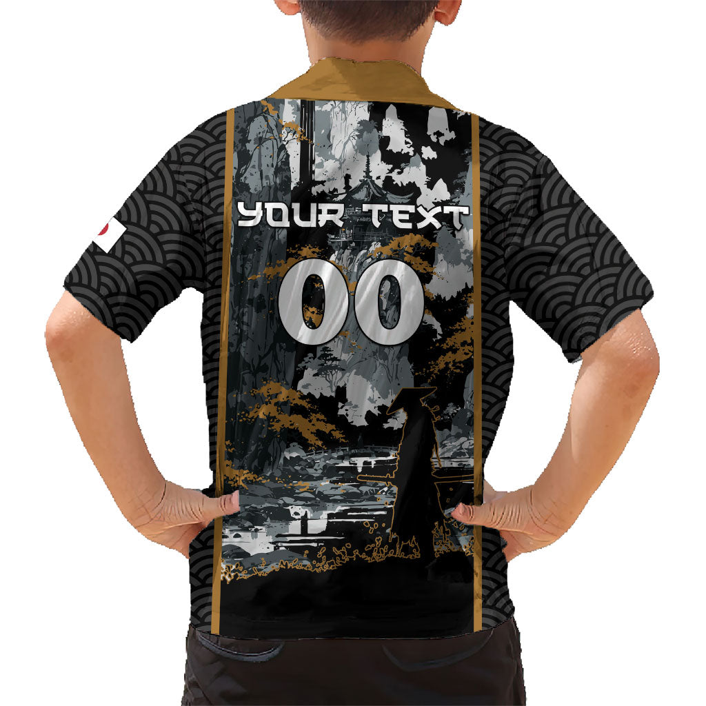 Custom Baseball Japan Samurai Kid Hawaiian Shirt Black Grunge Vintage