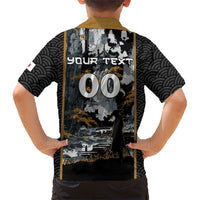Custom Baseball Japan Samurai Kid Hawaiian Shirt Black Grunge Vintage
