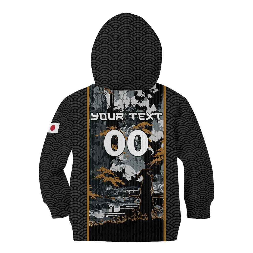 Custom Baseball Japan Samurai Kid Hoodie Black Grunge Vintage