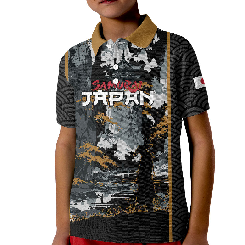 Custom Baseball Japan Samurai Kid Polo Shirt Black Grunge Vintage