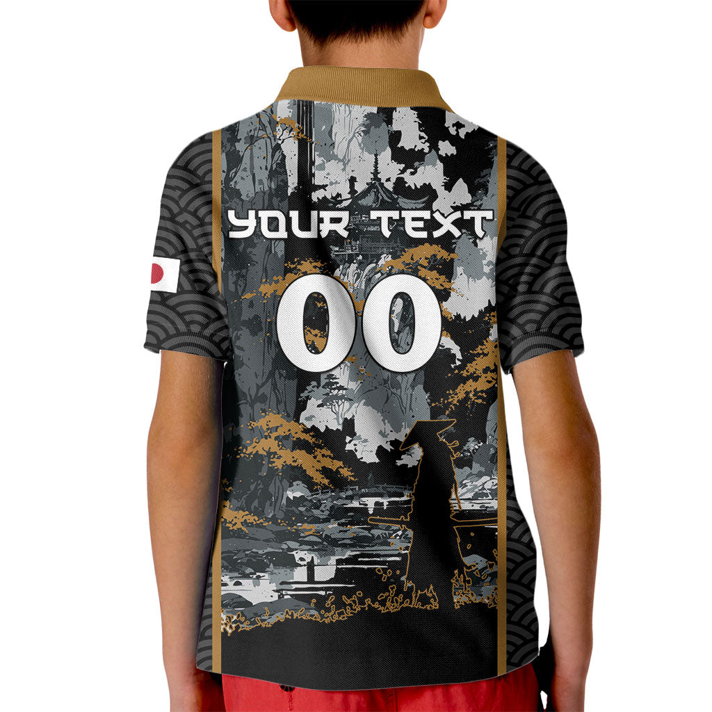 Custom Baseball Japan Samurai Kid Polo Shirt Black Grunge Vintage