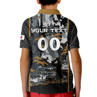 Custom Baseball Japan Samurai Kid Polo Shirt Black Grunge Vintage