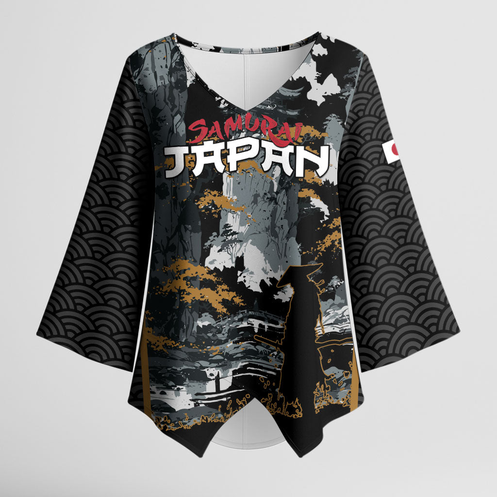 Custom Baseball Japan Samurai Kimono Sleeve Blouse Black Grunge Vintage