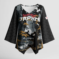 Custom Baseball Japan Samurai Kimono Sleeve Blouse Black Grunge Vintage