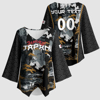 Custom Baseball Japan Samurai Kimono Sleeve Blouse Black Grunge Vintage