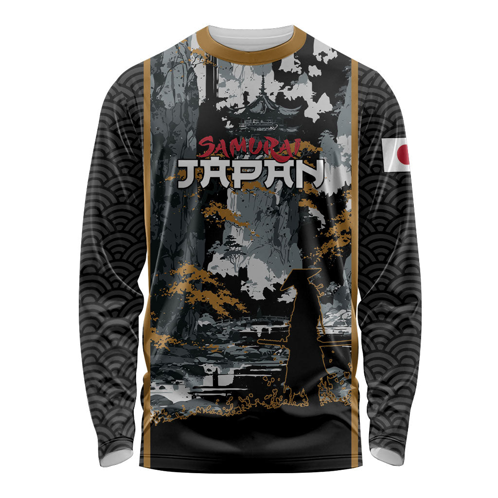 Custom Baseball Japan Samurai Long Sleeve Shirt Black Grunge Vintage