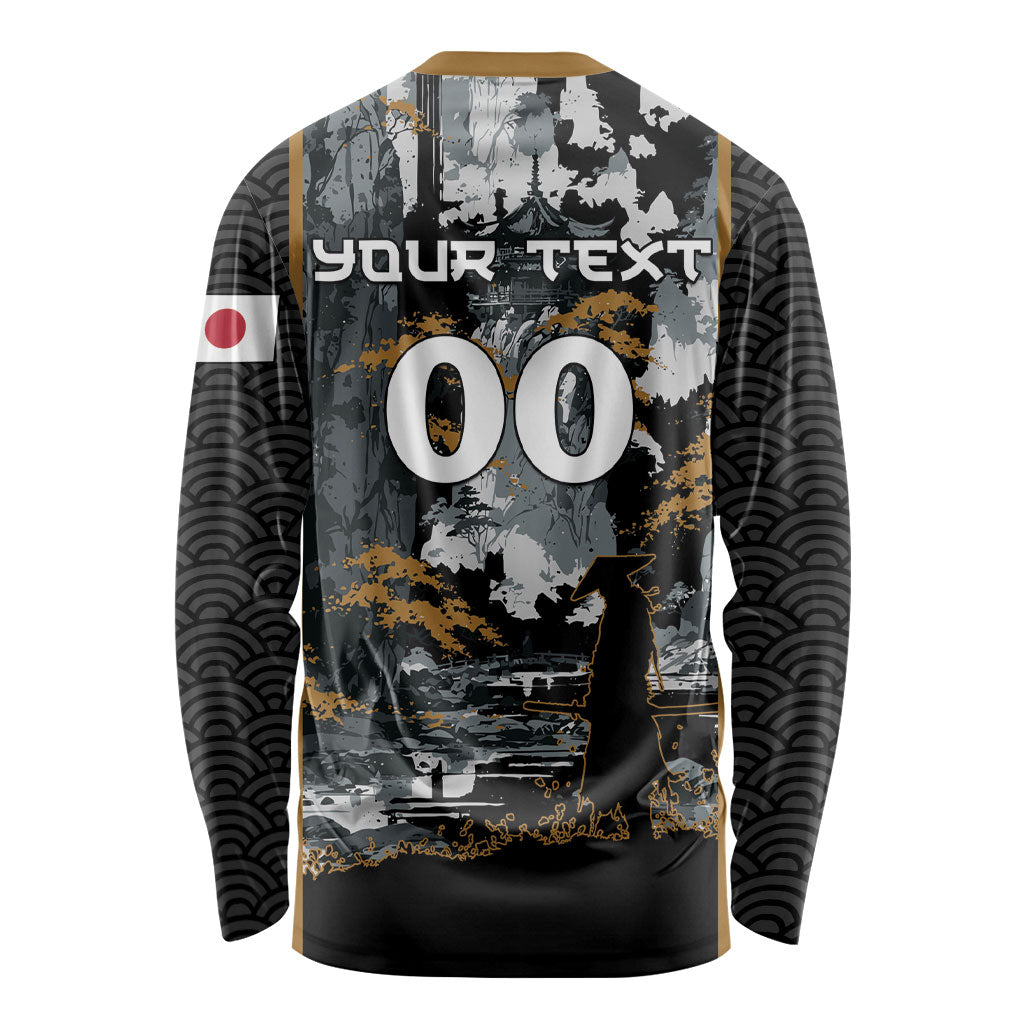 Custom Baseball Japan Samurai Long Sleeve Shirt Black Grunge Vintage