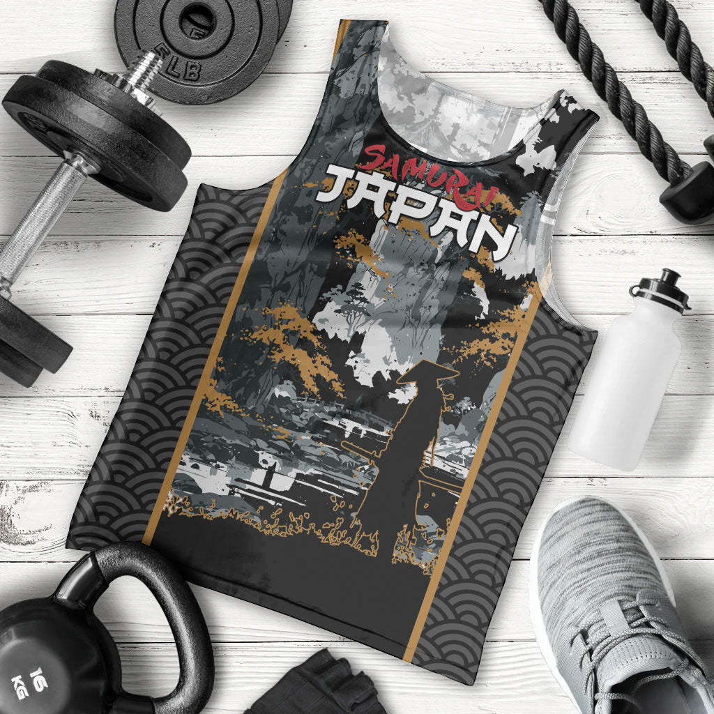 Custom Baseball Japan Samurai Men Tank Top Black Grunge Vintage