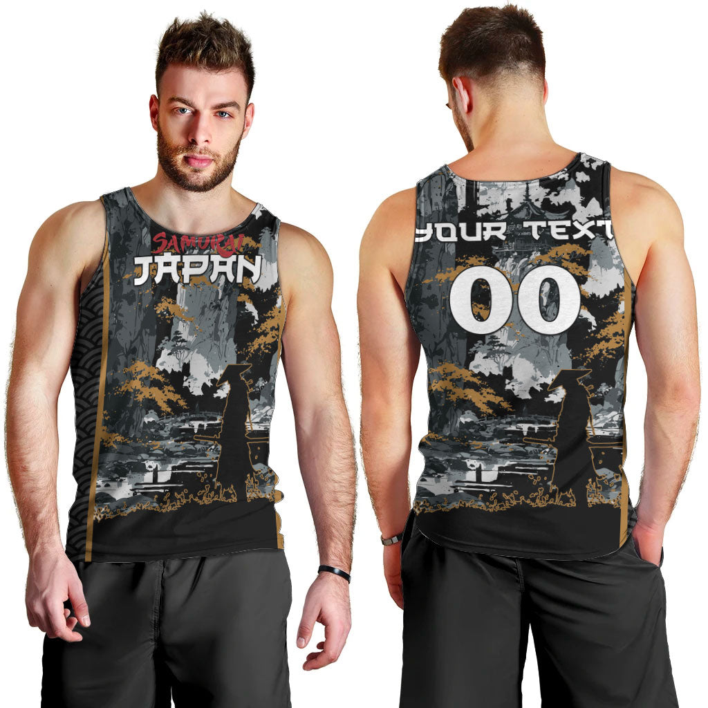 Custom Baseball Japan Samurai Men Tank Top Black Grunge Vintage