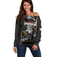 Custom Baseball Japan Samurai Off Shoulder Sweater Black Grunge Vintage