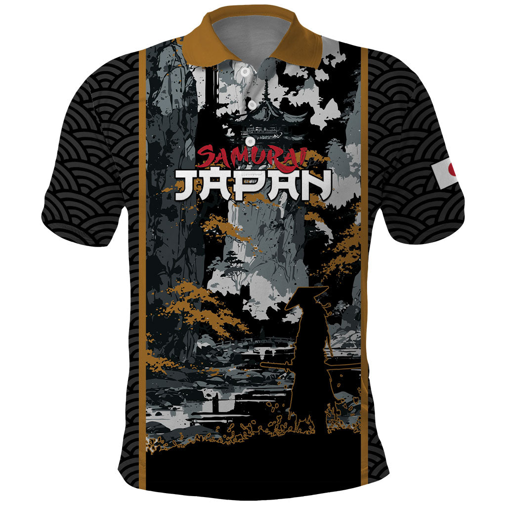 Custom Baseball Japan Samurai Polo Shirt Black Grunge Vintage
