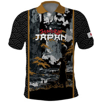 Custom Baseball Japan Samurai Polo Shirt Black Grunge Vintage