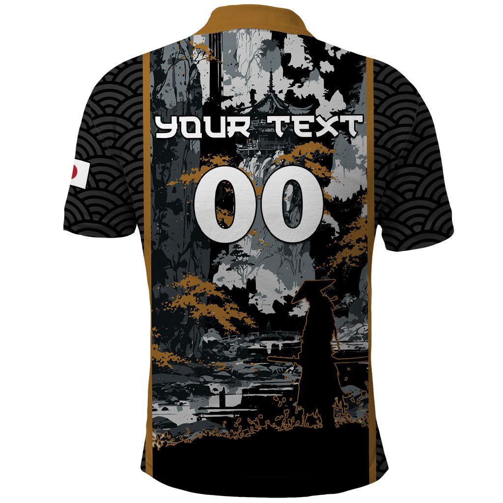 Custom Baseball Japan Samurai Polo Shirt Black Grunge Vintage