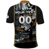 Custom Baseball Japan Samurai Polo Shirt Black Grunge Vintage