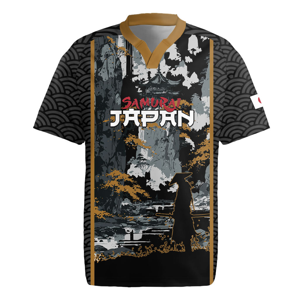 Custom Baseball Japan Samurai Rugby Jersey Black Grunge Vintage