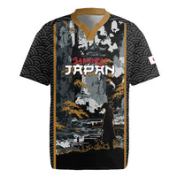 Custom Baseball Japan Samurai Rugby Jersey Black Grunge Vintage