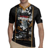 Custom Baseball Japan Samurai Rugby Jersey Black Grunge Vintage