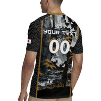 Custom Baseball Japan Samurai Rugby Jersey Black Grunge Vintage