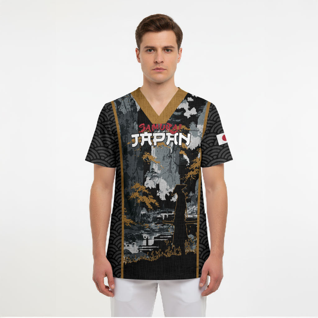 Custom Baseball Japan Samurai Scrub Top Black Grunge Vintage