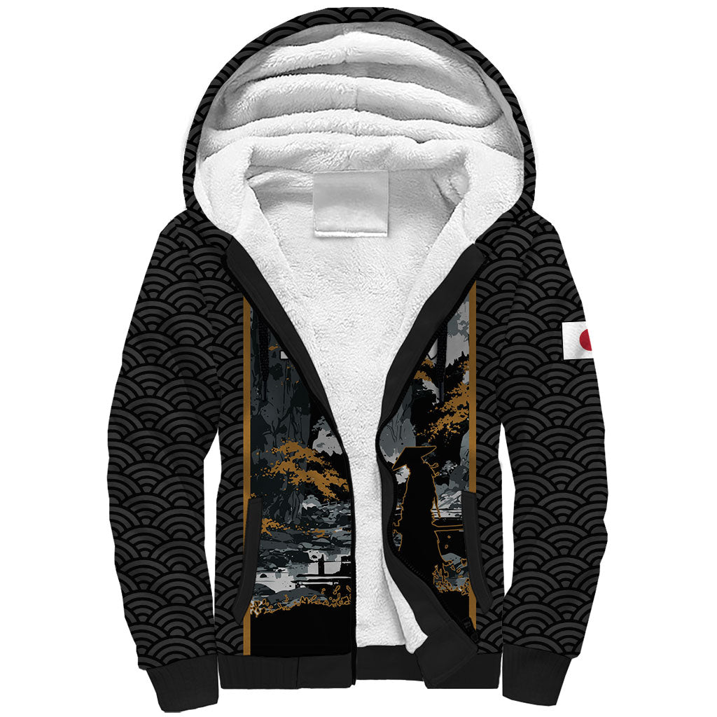 Custom Baseball Japan Samurai Sherpa Hoodie Black Grunge Vintage