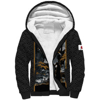 Custom Baseball Japan Samurai Sherpa Hoodie Black Grunge Vintage