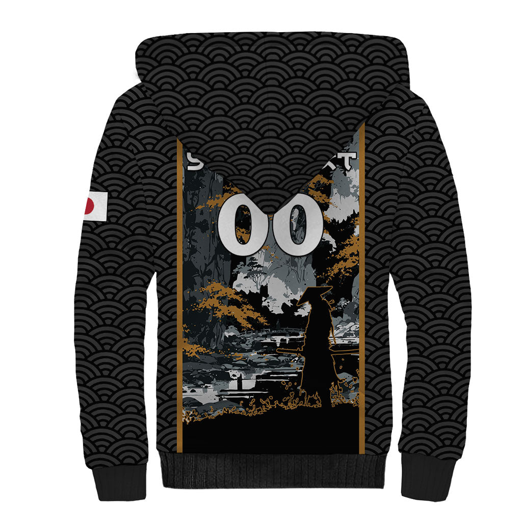 Custom Baseball Japan Samurai Sherpa Hoodie Black Grunge Vintage