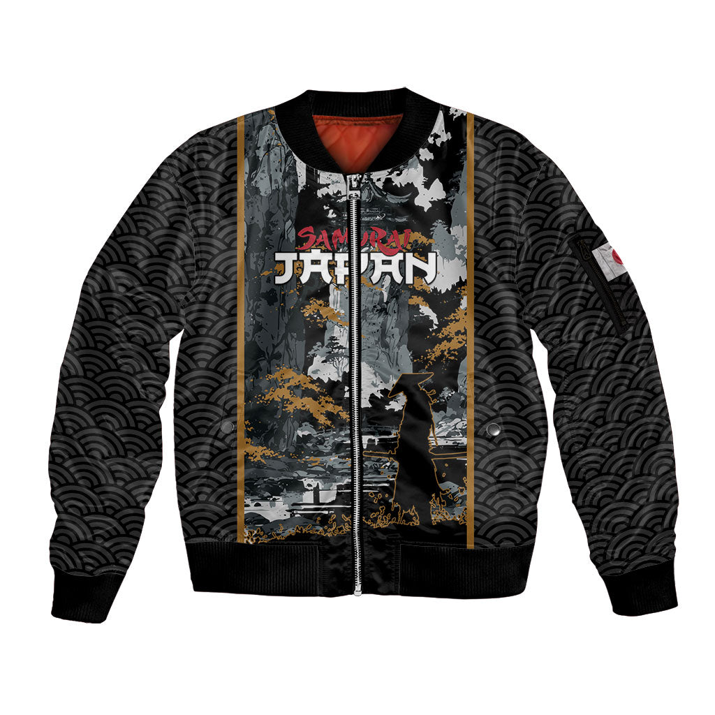 Custom Baseball Japan Samurai Sleeve Zip Bomber Jacket Black Grunge Vintage