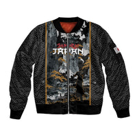 Custom Baseball Japan Samurai Sleeve Zip Bomber Jacket Black Grunge Vintage