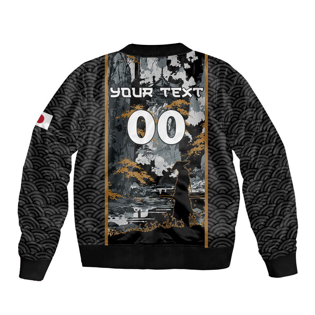 Custom Baseball Japan Samurai Sleeve Zip Bomber Jacket Black Grunge Vintage