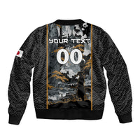 Custom Baseball Japan Samurai Sleeve Zip Bomber Jacket Black Grunge Vintage
