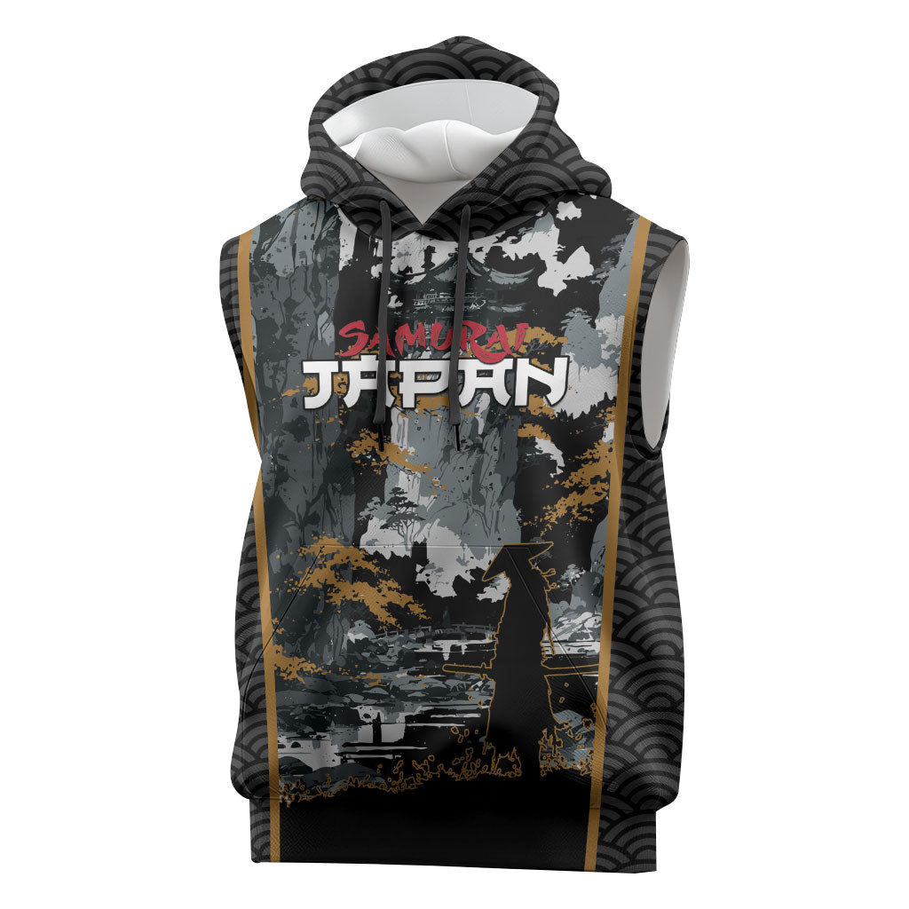 Custom Baseball Japan Samurai Sleeveless Hoodie Black Grunge Vintage