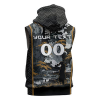 Custom Baseball Japan Samurai Sleeveless Hoodie Black Grunge Vintage