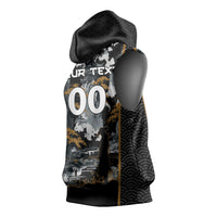 Custom Baseball Japan Samurai Sleeveless Hoodie Black Grunge Vintage