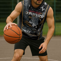 Custom Baseball Japan Samurai Sleeveless Hoodie Black Grunge Vintage