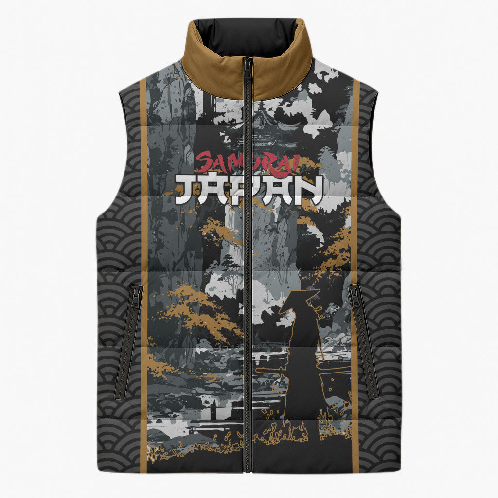 Custom Baseball Japan Samurai Sleeveless Puffer Jacket Black Grunge Vintage