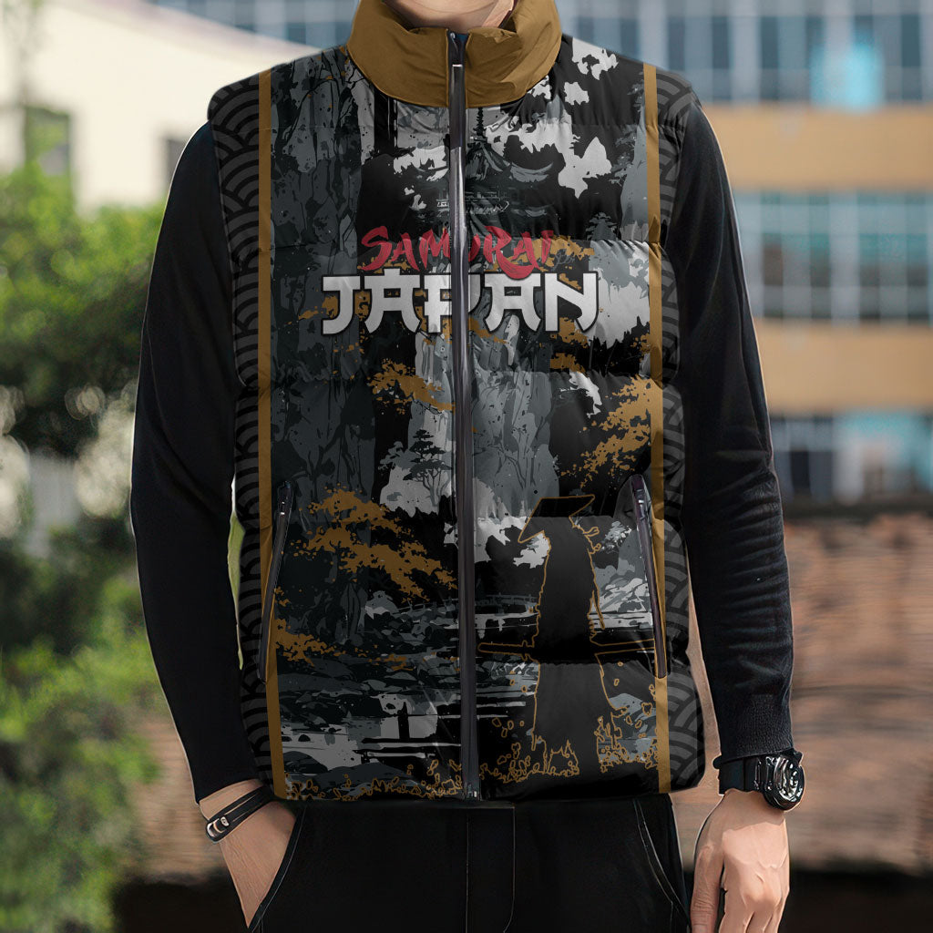 Custom Baseball Japan Samurai Sleeveless Puffer Jacket Black Grunge Vintage