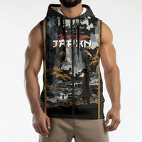 Custom Baseball Japan Samurai Sleeveless Zip Hoodie Black Grunge Vintage