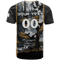 Custom Baseball Japan Samurai T Shirt Black Grunge Vintage