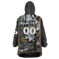 Custom Baseball Japan Samurai Wearable Blanket Hoodie Black Grunge Vintage