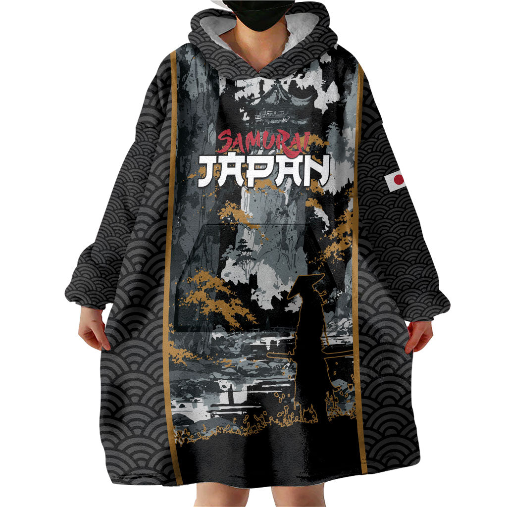 Custom Baseball Japan Samurai Wearable Blanket Hoodie Black Grunge Vintage