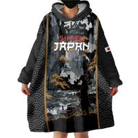 Custom Baseball Japan Samurai Wearable Blanket Hoodie Black Grunge Vintage